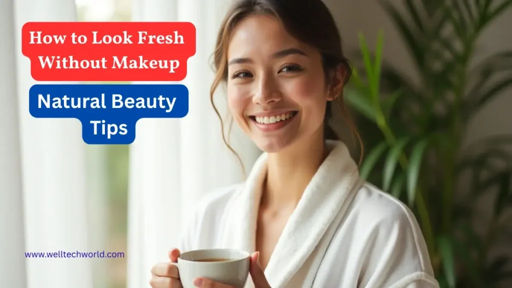 Smiling woman with glowing skin enjoying morning light – natural beauty tips without makeup