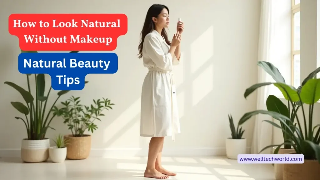 Smiling woman with glowing skin enjoying morning light – natural beauty tips without makeup