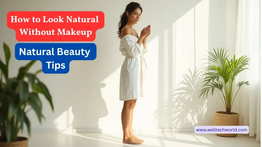Smiling woman with glowing skin enjoying morning light – natural beauty tips without makeup