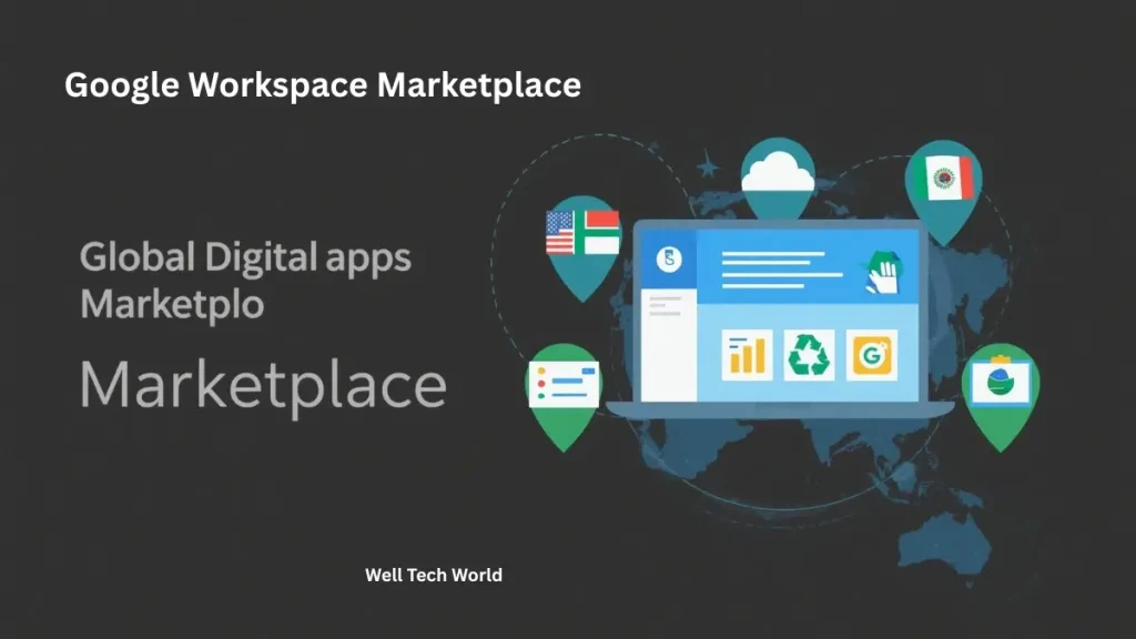 Map showing usage of Google Workspace Marketplace in USA, UK, Canada, Australia, Singapore, and more