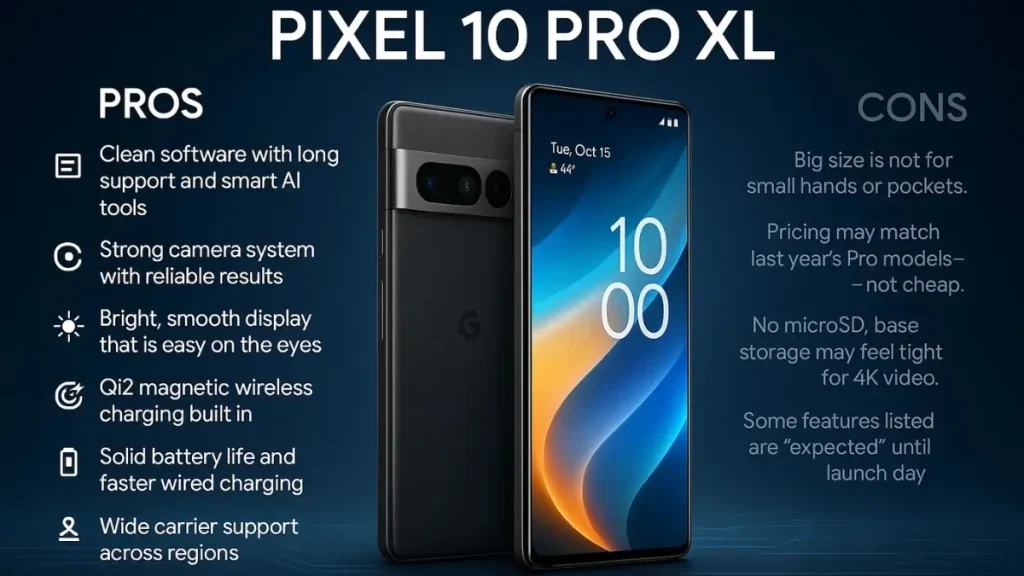 Google Pixel 10 Pro XL Review: 16 GB Ram , Super Camera , Latest The Pixel 10 pro XL Google Pixel 10 Pro XL with Qi2 magnetic wireless charging system, offering easy snap-on charging for seamless user experience.
