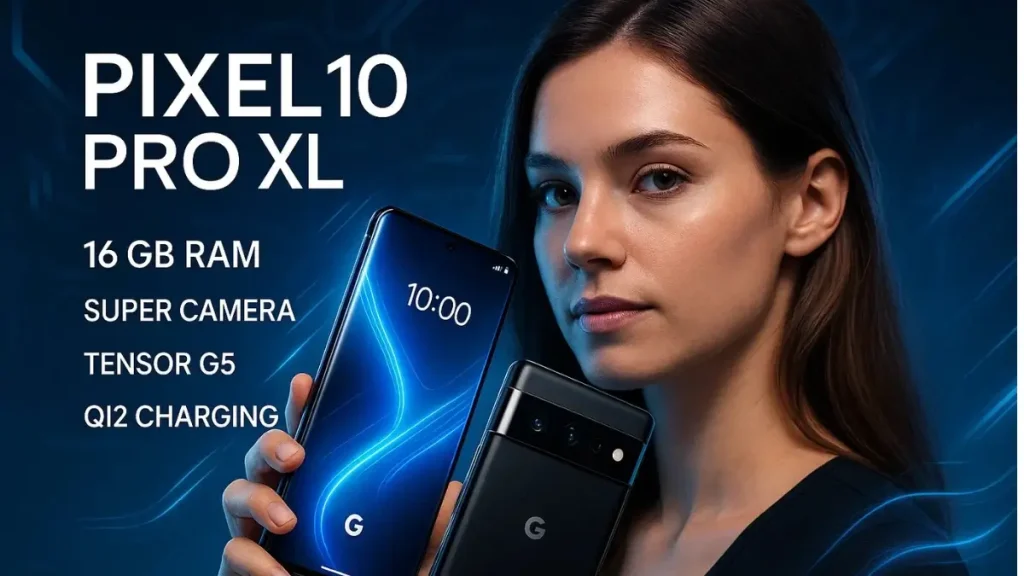 Google Pixel 10 Pro XL Review: 16 GB Ram , Super Camera , Latest The Pixel 10 pro XL Close-up of the Google Pixel 10 Pro XL’s triple rear camera setup, featuring a main sensor, ultra-wide, and 5x periscope telephoto lens for high-quality photography.