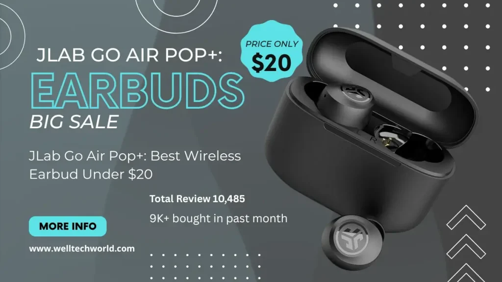 JLab Go Air Pop+ True Wireless Earbuds compact and lightweight design