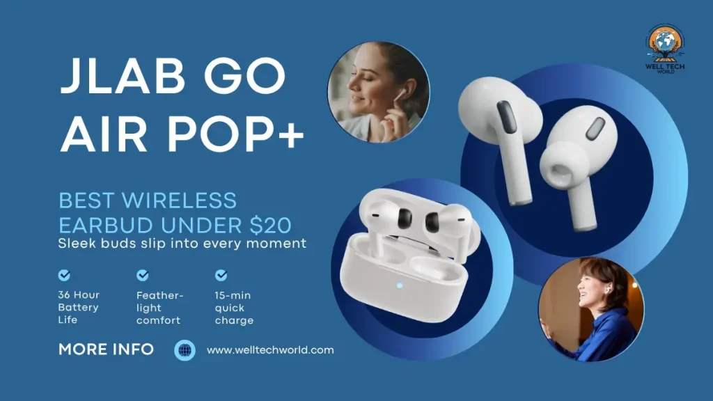 JLab Go Air Pop+ True Wireless Earbuds compact and lightweight design